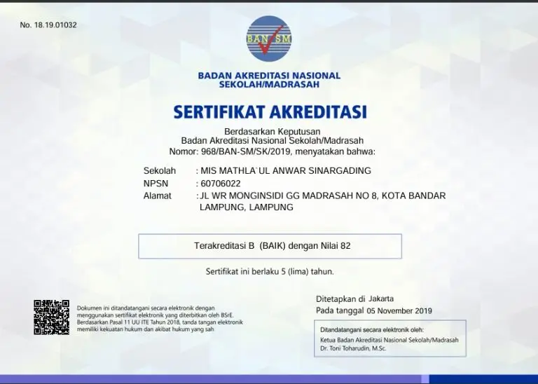 Sertifikat Bagian Depan